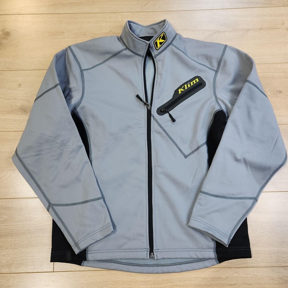 Klim Inferno Jacket Mens Medium Gray Black Softshell Full Zip Moto Riding